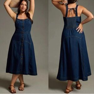 Pilcro by Anthropologie Dark Blue Denim Overall Dress